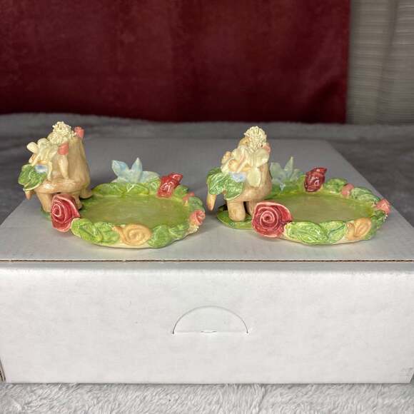 VINTAGE Mini Fairy Candle Holders 2 set fairycore MIDWEST IMPORTS Small fairie - Picture 3 of 9